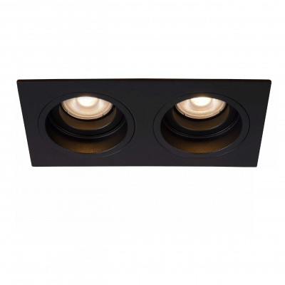 Lucide - Embed - Faretto da incasso in alluminio moderna quadrata e doppio diffusore orientabile - Colore: Nero - 2 Lampadine GU10 50W - 20 - SKU: 22959/02/30
