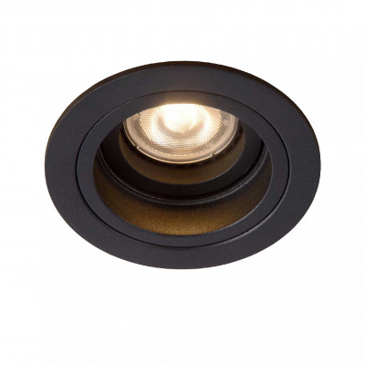Lucide - Embed - Faretto da incasso in alluminio moderna rotonda e con diffusore orientabile - Colore: Nero - 1 Lampadina GU10 50W - 20 - SKU: 22958/01/30