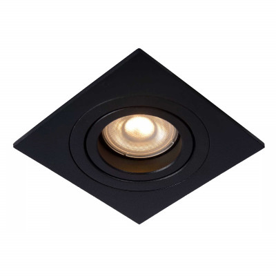Lucide - Tube - Faretto da incasso quadrato struttura in alluminio moderna diffusore orientabile - Colore: Nero - 1 Lampadina - GU10 - 50W - IP20 - SKU: 22955/01/30