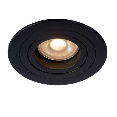 Lucide - Tube - Faretto da incasso rotondo struttura in alluminio moderna diffusore orientabile - Colore: Nero - 1 Lampadina - GU10 - 50W - IP20 - SKU: 22954/01/30