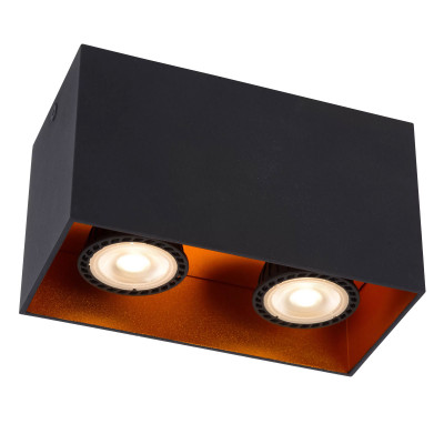 Lucide - Bido - Faretto da soffitto con struttura in alluminio moderna e doppio diffusore - Colore: Nero - 2 Lampadine - GU10 - 50W - 20 - SKU: 22966/02/30