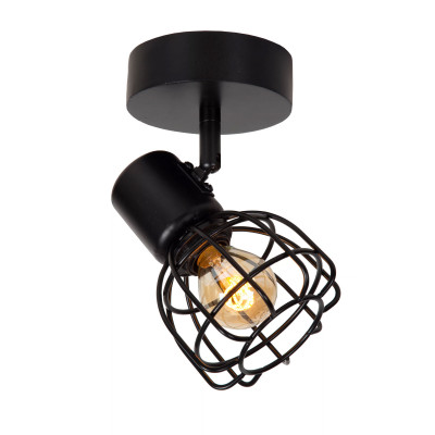 Lucide - Filox - Faretto da soffitto con struttura in metallo dal design moderno ed elegante - Colore: Nero - 1 Lampadina E27 40W - IP20 - SKU: 00929/01/30