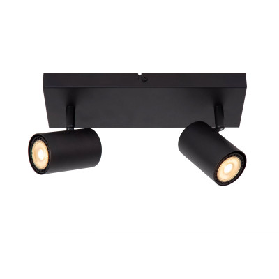 Lucide - Amigo - Faretto da soffitto con struttura in metallo e doppio diffusore orientabile - Colore: Nero - 2 Lampadine GU10 40W - IP20 - SKU: 53910/02/30