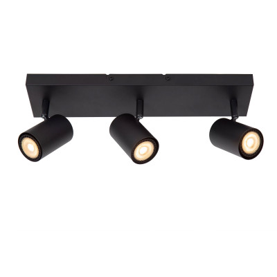 Lucide - Amigo - Faretto da soffitto con struttura in metallo e triplo diffusore orientabile - Colore: Nero - 3 Lampadine GU10 40W - IP20 - SKU: 53910/03/30