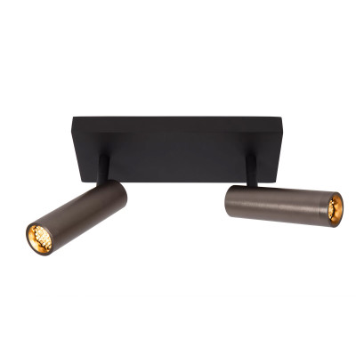 Lucide - Grado - Faretto da soffitto in allumino doppio diffusore orientabile dal design moderno - Colore: Grigio - 2 Lampadine - GU10 - 8W - IP20 - SKU: 22974/02/15