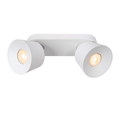 Lucide - Trigono - Faretto da soffitto in metallo con doppio diffusore orientabile design moderno - Colore: Bianco - 2 Lampadine - GU10 - 50W - IP20 - SKU: 09935/02/31