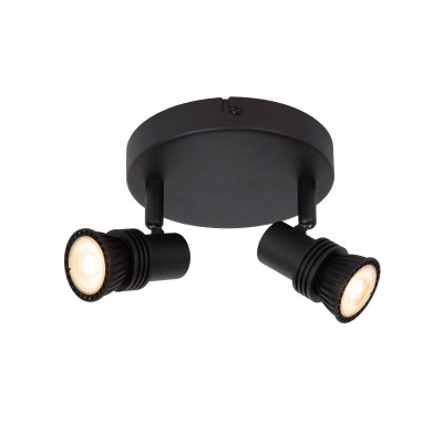Lucide - Kianti - Faretto da soffitto in metallo con doppio diffusore orientabile - Colore: Nero - 2 Lampadine GU10 50W - IP20 - SKU: 53901/12/30