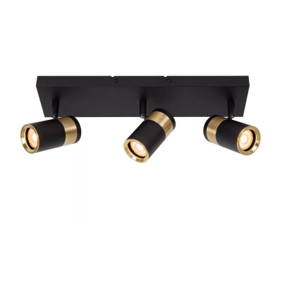 Lucide - Gorik - Faretto da soffitto in metallo con tre diffusori orientabili - Colore: Nero - 3 Lampadine GU10 40W - IP20 - SKU: 53909/03/30