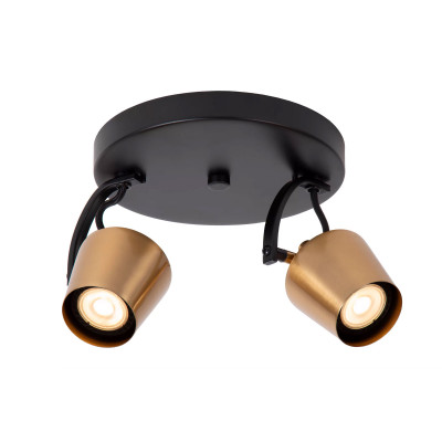 Lucide - Emile - Faretto da soffitto in metallo doppio diffusore orientabile dal design moderno - Colore: Ottone - 2 Lampadine GU10 8W - IP20 - SKU: 51901/02/02