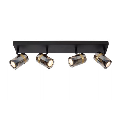 Lucide - Upton - Faretto da soffitto in metallo e quattro diffusori orientabili in vetro - Colore: Grigio Fumè - 4 Lampadine GU10 40W - SKU: 57900/04/65