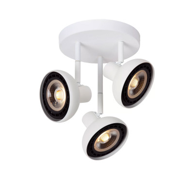 Lucide - Sensas - Faretto da soffitto moderno in acciaio con triplo diffusore orientabile - Colore: Bianco - 3 Lampadine - GU10 - 12W - IP20 - SKU: 30997/13/31