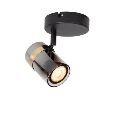 Lucide - Upton - Faretto da soffitto struttura in metallo e diffusore orientabile in vetro - Colore: Grigio Fumè - 1 Lampadina GU10 40W - IP20 - SKU: 57900/01/65