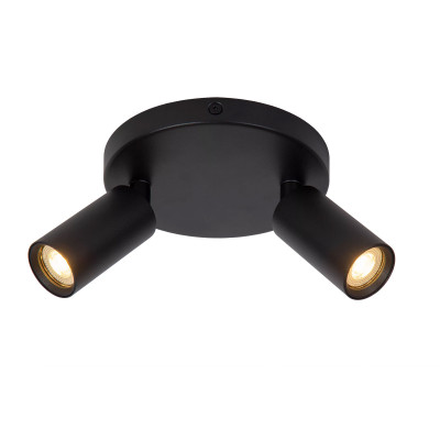 Lucide - Ritmo - Faretto doppio da soffitto dimmerabile e orientabile in alluminio - Colore: Nero - 2 Lampadine - GU10 - 35W - IP20 - SKU: 09942/12/30