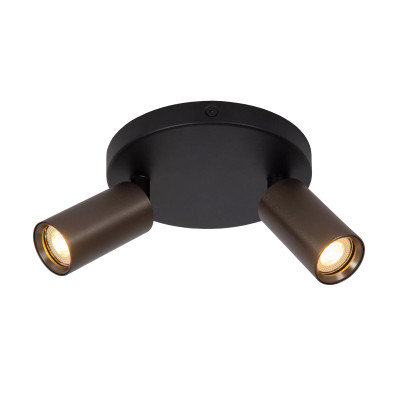 Lucide - Ritmo - Faretto doppio da soffitto dimmerabile e orientabile in alluminio - Colore: Marrone - 2 Lampadine - GU10 - 35W - IP20 - SKU: 09942/12/97