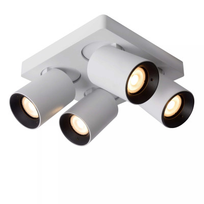 Lucide - Nigel - Faretto in alluminio con 4 LED orientabili e dimmerabili dal design moderno - Colore: Bianco - 4 Lampadine - GU10 - 5W - Lumen 320 x4 - Gradi Kelvin 3000k Luce Calda - IP20 - SKU: 09929/20/31