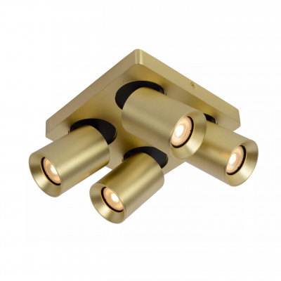 Lucide - Nigel - Faretto in alluminio con 4 LED orientabili e dimmerabili dal design moderno - Colore: Oro - 4 Lampadine - GU10 - 5W - Lumen 320 x4 - Gradi Kelvin 3000k Luce Calda - IP20 - SKU: 09929/20/02