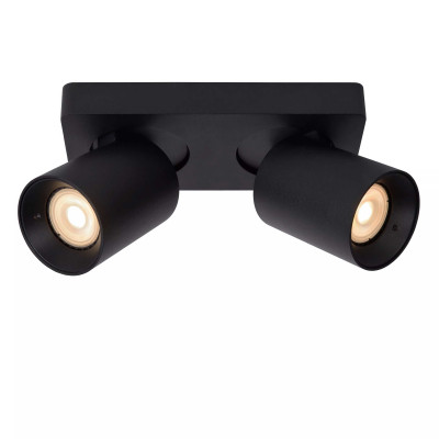 Lucide - Nigel - Faretto in alluminio con doppio LED orientabile e dimmerabile dal design moderno - Colore: Nero - 2 Lampadine - GU10 - 5W - Lumen 320 x2 - Gradi Kelvin 3000k Luce Calda - IP20 - SKU: 09929/10/30