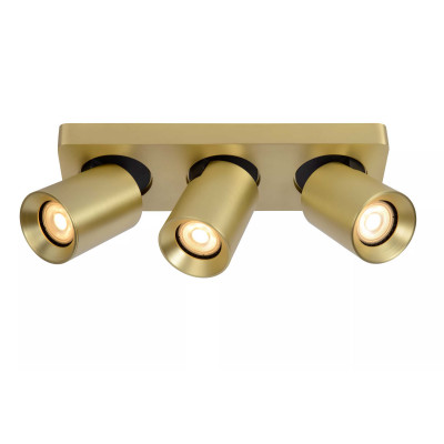 Lucide - Nigel - Faretto in alluminio con triplo LED orientabile e dimmerabile dal design moderno - Colore: Oro - 3 Lampadine - GU10 - 5W - Lumen 320 x3 - Gradi Kelvin 3000k Luce Calda - IP20 - SKU: 09929/15/02