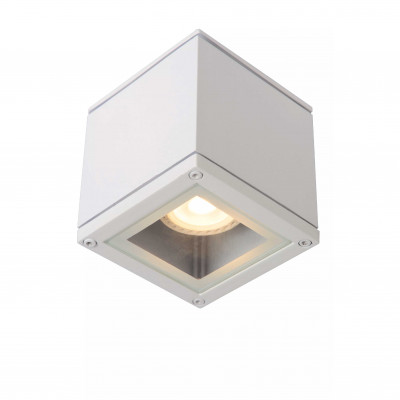 Lucide - Aven - Faretto in alluminio quadrata e diffusore in vetro dal design moderno - Colore: Bianco - 1 Lampadina - GU10 - 50W - 65 - SKU: 22963/01/31