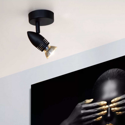 Lucide - Caro - Faretto in metallo con diffusore orientabile dal design minimalista - Colore: Nero - 1 Lampadina GU10 5W - 20 - SKU: 13955/01/30