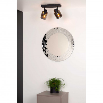 Lucide - Alion - Faretto in metallo moderna con doppio diffusore orientabile in vetro - Colore: Nero - 2 Lampadine E14 25W - 20 - SKU: 17999/02/30