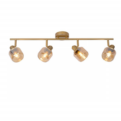 Lucide - Bjorn - Faretto lineare moderno in metallo con 4 diffusori orientabili in vetro - Colore: Oro - 4 Lampadine - E14 - 40W - 20 - SKU: 77979/04/02