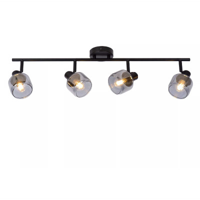Lucide - Bjorn - Faretto lineare moderno in metallo con 4 diffusori orientabili in vetro - Colore: Nero - 4 Lampadine - E14 - 40W - 20 - SKU: 77979/04/30