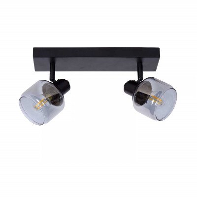 Lucide - Bjorn - Faretto lineare moderno in metallo con doppio diffusore orientabile in vetro - Colore: Nero - 2 Lampadine - E14 - 40W - 20 - SKU: 77979/02/30
