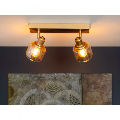 Lucide - Bjorn - Faretto lineare moderno in metallo con doppio diffusore orientabile in vetro - 2 Lampadine E14 40W - 20 - SKU: 77979/02/