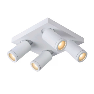 Lucide - Taylor - Faretto moderno in alluminio LED dimmerabile con quattro diffusori orientabili - Colore: Bianco - 4 Lampadine - GU10 - 5W - Lumen 320 x4 - Gradi Kelvin 3000k Luce Calda - 44 - SKU: 09930/20/31