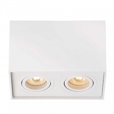 Lucide - Tube - Faretto quadrato struttura moderna in alluminio con doppio diffusore orientabile - Colore: Bianco - 2 Lampadine - GU10 - 50W - IP20 - SKU: 22953/02/31