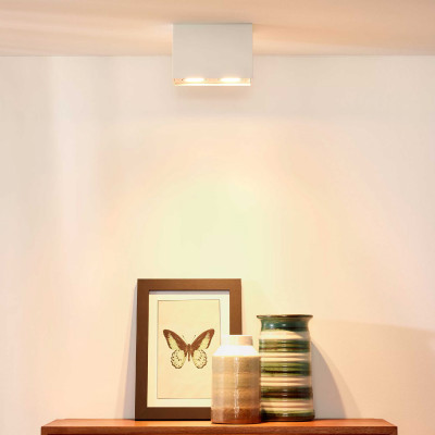 Lucide - Tube - Faretto quadrato struttura moderna in alluminio con doppio diffusore orientabile - 2 Lampadine GU10 50W - IP20 - SKU: 22953/02/