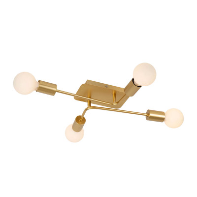 Lucide - Lester - Lampada a soffitto con struttura in metallo e 4 diffusori dal design moderno - Colore: Oro - 4 Lampadine E27 40W - IP20 - SKU: 21118/04/02