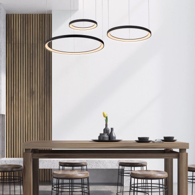 Lucide - Vidal - Lampada a sospensione a LED con triplo cerchio dal design moderno ed elegante - 3 Lampadine Led Integrato 120W - Lumen 5080 - Gradi Kelvin 2700k Luce Calda - IP20 - SKU: 46403/99/