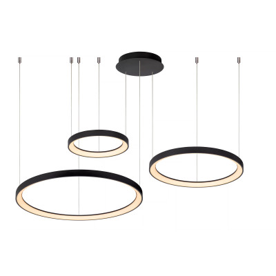 Lucide Vidal Lampada a sospensione a LED con triplo cerchio dal design moderno ed elegante Colore: Nero