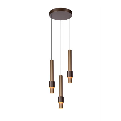 Lucide Margary Lampada a sospensione con 3 diffusori a LED dal design moderno ed elegante Colore: Ottone