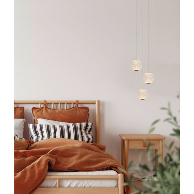 Lucide - Cintra - Lampada a sospensione con 3 diffusori in vetro a LED dimmerabile design moderno - Colore: Oro - 3 Lampadine Led Integrato 5W - Lumen 283 - Gradi Kelvin 2700k Luce Calda - IP20 - SKU: 13499/13/60