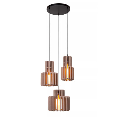 Lucide - Rollo - Lampada a sospensione con 3 diffusori in vetro e tessuto microfibra - 3 Lampadine E27 100W - IP20 - SKU: 45491/13/