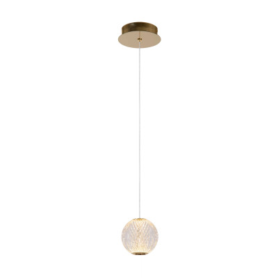 Lucide - Cintra - Lampada a sospensione con diffusore in vetro a LED dal design moderno - Colore: Oro - 1 Lampadina Led Integrato 6W - Lumen 295 - Gradi Kelvin 2700k Luce Calda - IP20 - SKU: 13499/04/60