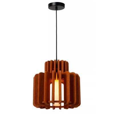 Lucide Rollo Lampada a sospensione con diffusore in vetro e tessuto microfibra Colore: Terracotta