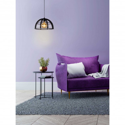 Lucide - Dikra - Lampada a sospensione con struttura e diffusore in metallo dal design moderno - Colore: Nero - 1 Lampadina E27 60W - 20 - SKU: 76464/01/30
