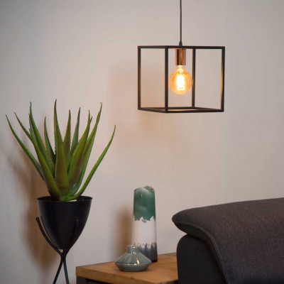 Lucide - Arthur - Lampada a sospensione con struttura e paralume in metallo dalle linee moderne - Colore: Nero - 1 Lampadina E27 60W - IP20 - SKU: 08424/01/30