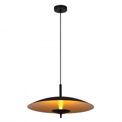 Lucide - Vulcan - Lampada a sospensione con struttura in acciaio e diffusore a LED dimmerabile - Colore: Nero/Oro - 1 Lampadina Led Integrato 9W - Lumen 900 - Gradi Kelvin 3000k Luce Calda - IP20 - SKU: 30461/09/30