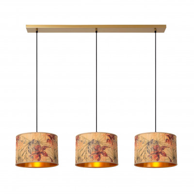 Lucide - Tanselle - Lampada a sospensione dal design moderno con 3 paralumi in bambù - Colore: Oro - 3 Lampadine E27 60W - IP20 - SKU: 10415/03/99