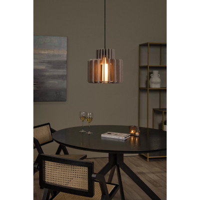 Lucide - Rollo - Lampada a sospensione grande con diffusore in vetro e tessuto microfibra - 1 Lampadina E27 100W - IP20 - SKU: 45491/40/