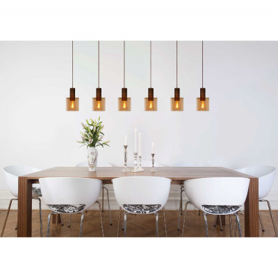 Lucide - Toledo - Lampada a sospensione in alluminio con 3 diffusori pendenti in vetro moderni - Colore: Ambra - 3 Lampadine E27 40W - 20 - SKU: 74405/03/62