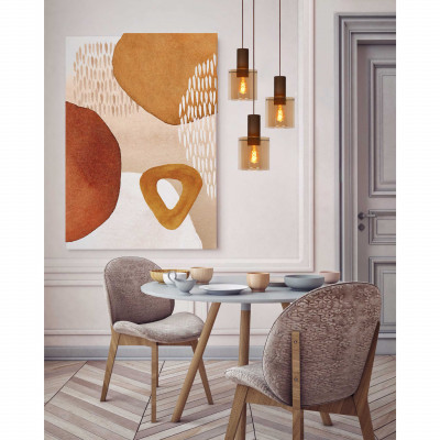 Lucide - Toledo - Lampada a sospensione in alluminio rotonda con 3 diffusori pendenti in vetro - Colore: Ambra - 3 Lampadine E27 40W - 20 - SKU: 74405/13/62