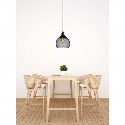Lucide - Mesh - Lampada a sospensione in metallo con diffusore a maglia intrecciata in metallo - Colore: Nero - 1 Lampadina E27 60W - 20 - SKU: 43404/22/30