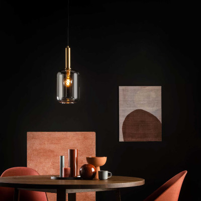 Lucide - Joanet - Lampada a sospensione in metallo con diffusore in vetro dal design moderno - Colore: Grigio Fumè - 1 Lampadina E27 40W - 20 - SKU: 45494/01/65