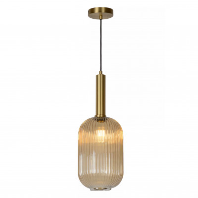 Lucide Maloto Lampada a sospensione in metallo con diffusore in vetro dal design moderno Colore: Ambra